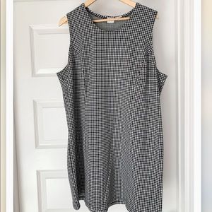 Vintage Black White Houndstooth Loose Plus Size Dress
